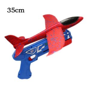 【Spot】Childrens aircraft gun catapult air combat launcher toy gun outdoor game flying round toy (red and blue) foam glider aircraft flight mode ejection aircraft gun outdoor air combat gliding stall toy 8-12m shooting range shooting safety gift