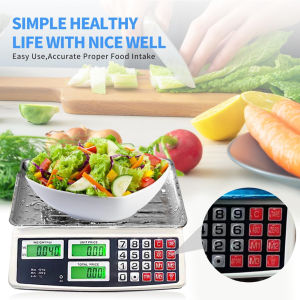 【Vodool Auto Center】 40kg/1g Price Computing Scale with Stainless Steel Plate Commercial Price Scale Waterproof Counting Weight Scale for Vegetables