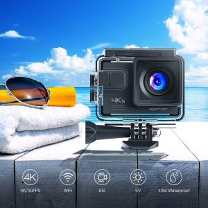 APEMAN A79 Action Camera 4K 20MP WiFi External Microphone Underwater Waterproof 40M with 2 Rechargeable Batteries and Accessories Kits