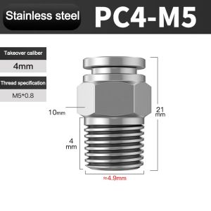 MODERNLUX Straight Pneumatic Quick Connector External Thread Stainless Steel Pneumatic Air Fitting Push in Connect  Corrosion Resistant Air Hose Fitting Pneumatic Systems