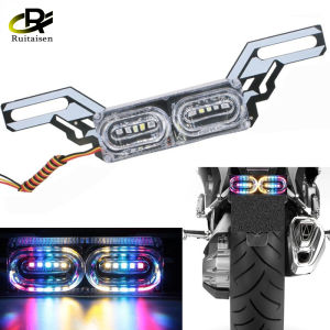 Motorcycle DRL Strobe brake Lamp LED Flash Stop Light flow RGB colorful LED License Plate tai police warning day light DC 12V