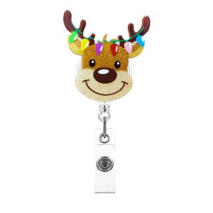 XYAX Snowman Elk Christmas Badge Reel Santa Claus Acrylic ID Card Holder Office Supplies Cartoon Retractable Badge Holder Doctor Student