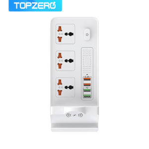 TOPZERO Bộ Bảo Vệ Chống Sét Lan Truyền 3 Ổ Cắm Thông Dụng 2500W Bộ Sạc Không Dây 10W QC3.0 IQ Dây Cắm Mở Rộng Cổng USB Ổ Cắm Cho Điện Thoại Thông Minh Máy Tính Bảng Gia Đình Văn Phòng Khách Sạn