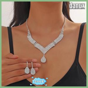 danux 2Pcs Fashionable Necklaces Earrings Jewelry Set Womens Wedding Accessories Gift