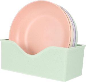 5pcs Mixed Color Household Plastic Dining Spitting Bone Plates Small Snack Dessert Plates