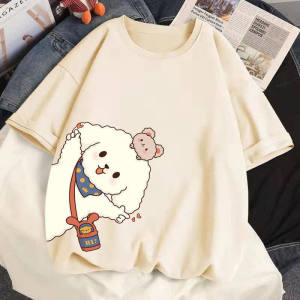 ALENA Girls T-shirt Girls Short Sleeve T-shirt Girls Summer New Childrens Foreign Style Cartoon Printing Middle And Large Childrens Half Sleeve Top