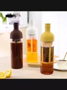 【Ship in 24H】1L Large-Capacity Heat-Resistant Glass Cold Brew Bottle Fine Filter Bottle Shape Design Botol Air Besar Cold Brew Iced Coffee Coffee Kettle Cup Jug Air Panas Dan Sejuk Set Tea Maker Coffee Jug 大容量耐热玻璃咖啡冷萃瓶精细滤网冷萃茶果汁咖啡用品