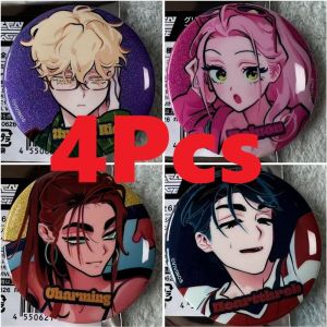 Alien Stage Badge Pin 4 Pcs Ivan Till Tinplate Round Button Glitter Print Anime Merch Designs Random From Six Series Collector Display Gift For Fans