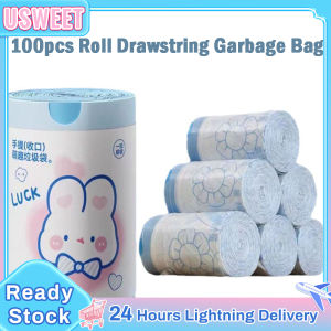 100pcs Roll Drawstring Garbage Bag Thickened Kitchen Cute Cartoon High Value Home Kitchen Household Portable Thickening Portable Garbage Bag