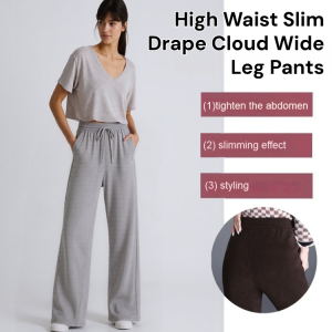 High Waist Comfortable Slim Narrow Version Drape Cloud Wide Leg Pants Ice Silk Elastic Waist