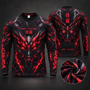 Mens Plus Size Demon Motorcycle Graphic Long Sleeve Quick Dry Riding Jersey LA048