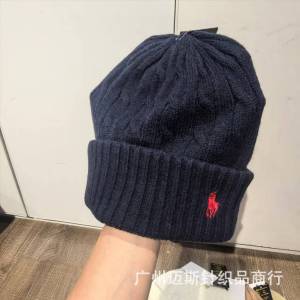 New autumn and winter in-stock embroidered horse logo knitted wool beanie for men and women couples wool hat warm casual and fashionable