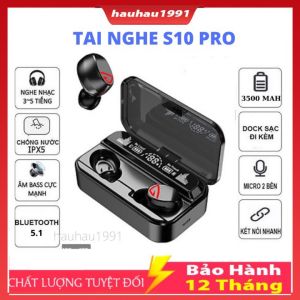 Tai Nghe Bluetooth Gaming S10 Pro Cao Cấp Cảm Ứng Hỗ Trợ Đàm Thoại Nghe Nhạc Kiêm Sạc Dự Phòng 2200mAhBảo hành 12t