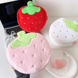 Cute Strawberry Embroidery Plush Storage Bag Makeup Bag for Students Girly Toiletry Bag Travel Portable Bag