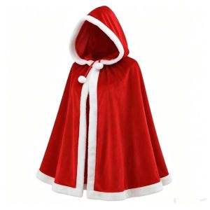YOUSHI TOP Velvet Christmas Cloak Role Play Thick Xmas Cape Fashion Cosplay Costume Santa Claus Costume Adult