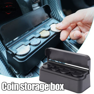 【WOKEN】Portable 4Grid Car Coin Storage Box Creative Coin Purse European Style Dispenser Car Organizer Wallet Clip Piggy Bank Car Accessories