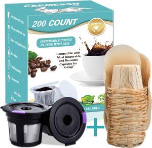 CAPMESSO Coffee Paper Filters Replacement Keurg Filter Compatible with Reusable Single Serve Pods Keurg Coffee Maker-300 Count (Natural)