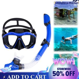【Chinatera】Dry Snorkel Set Anti-Fog Scuba Diving Mask Snorkel Mask Set Swim Dive Mask for Snorkeling Scuba Diving Swimming