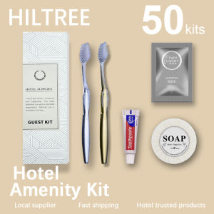 HILTREE Premium Hotel Amenities Kit - 6-in-1 Toothbrush Toothpaste Shampoo Soap Travel Toothbrush and Travel Toothpaste