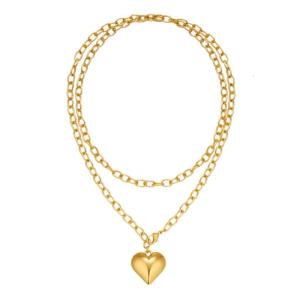 Stylish Layering Heart Necklace For Everyday Wear Allergy resistant Copper Collarbone Chain Gift