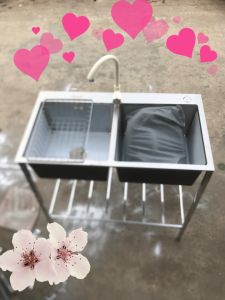 CHẬU RỬA BÁT INOX CAO CẤP BỒN RỬA INOX 82X45X22 ĐÃ BAO GỒM CHÂN INOX VÀ VÒI RỬA