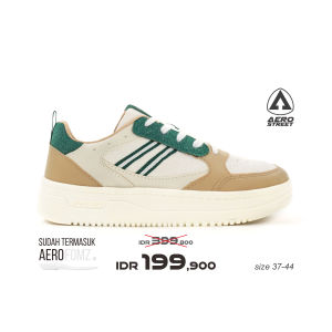 Aerostreet 37-44 Oxford Natural Hijau Tua Moka - Sepatu Sneakers