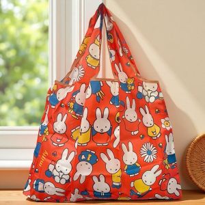 SHUNAICHI Anime Cartoon Kawaii Miffy Shopping Bag Handbag Large Capacity Foldable Waterproof Storage Shopping Supermarket Portable Toys