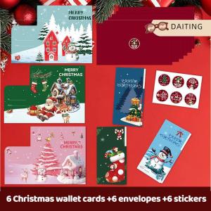 DAITING 6 cái giáng sinh thiệp chúc mừng giáng sinh vui vẻ viết tay thẻ cho gia đình bạn bè lời chúc tốt nhất thẻ bưu thiếp phong bì Sticker