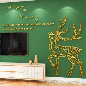 【MANDAO】สติกเกอร์อะคริลิค ลายกวางเอลก์ มีกาวในตัว สไตล์นอร์ดิก สามมิติ สําหรับติดตกแต่งผนังห้องนอน ห้องนั่งเล่น โซฟา พื้นหลัง