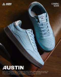 Aerostreet 37-44 Austin Coklat Gum Biru Muda - Sepatu Sneakers Casual