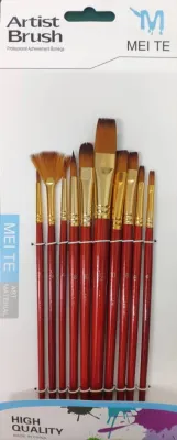 Mei Te / Ariston Artist Brush High Quality Assorted Size and Tips 10 pieces 6 pieces Set (Berus Warna)