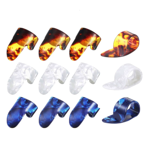 12Pcs Guitar Finger Picks Replacement Thumb and Finger Picks Flat Thumbpicks for Acoustic Guitar Bass Banjos Easy to Use
