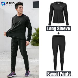 X.NUO Bộ Đồ xông hơi giảm mỡ định hình Nam Dài Tay + Quần Dài Bộ Đồ Thấm Mồ Hôi Giảm Cân Tập Gym Thể Thao Hai Mảnh