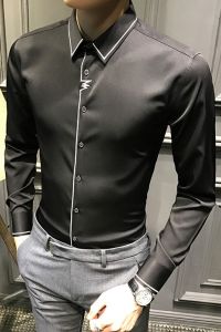 Áo sơ mi áo sơ mi nam thiết kế có đường viền từ cổ đến vạt chất vải mềm mịn thoải mát - mã N10