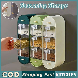 Kitchen Seasoning Storage Box Multifunctional Hanging Rack Set Spice Storage Container Anti Spill with Label Spoon