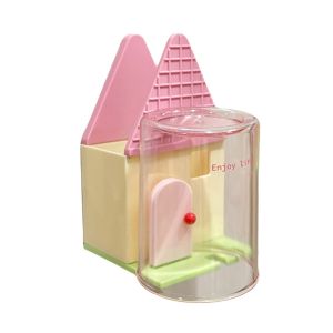 YANGS Self-adhesive Wall-mounted Toothbrush Holder Draining Cartoon House Shape Toothpaste Storage Rack High Quality Breathable Hanging Toothbrush Stand Bathroom