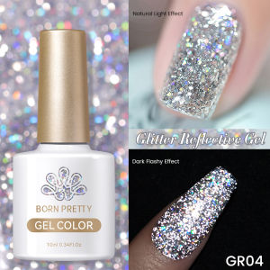BORN PRETTY 10ml Reflective Glitter Gel Nail Art Polish Flash Sliver Gold Sparkling Sequins Holographics Varnishes UV Led Sequin Manicure
