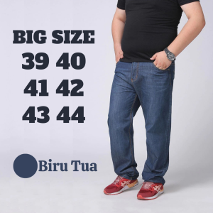 Celana Jeans Pria Panjang Reguler Fit Jumbo Big Size Casual Modern Hitam Keren Bermerek Original Biru Nevy Hitam 44 43 42 41 40 39 38 90 100