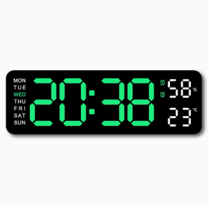 Malaking LED Digital Wall Clock may Temperature at Humidity Display para sa Bahay at Office