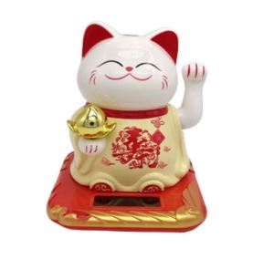 Pajangan Kucing Fulushou Pajangan Solar Dashboard Mobil Kucing Hoki Fuk Lu Shou Memberi Isyarat