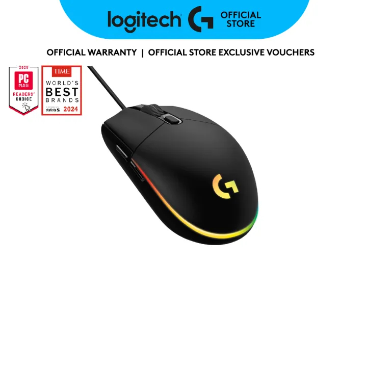 Logitech G102 Light Sync Gaming Mouse with Customizable RGB Lighting, 6 Programmable Buttons, Gaming Grade Sensor, 8 k dpi Tracking,16.8mn Color, Light Weight