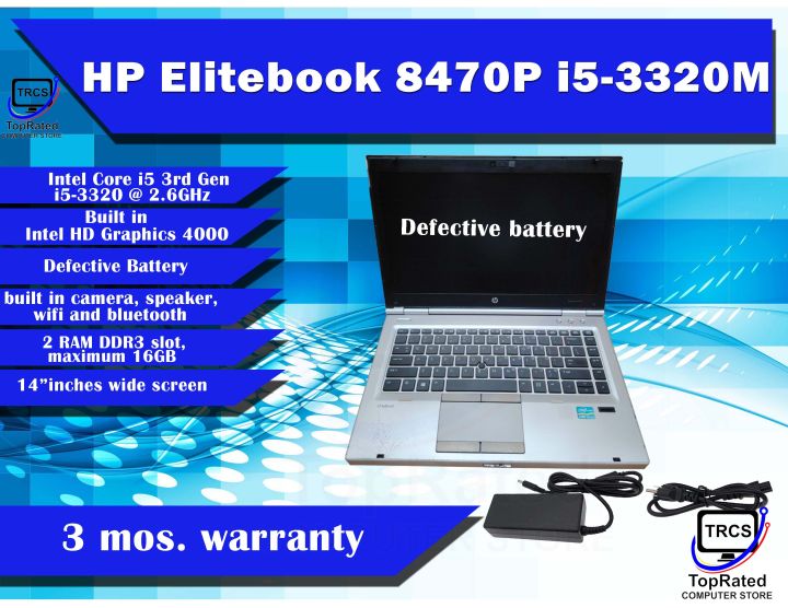Laptop HP Elitebook 8470P i5 3rd Gen i5-3320M 4GB/8GB RAM 500GB  HDD/128GB SSD (Used) (Preloved)