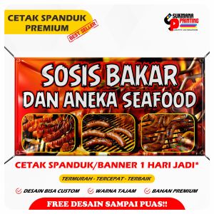 Spanduk Banner Jual Sosis Bakar dan Aneka Seafood