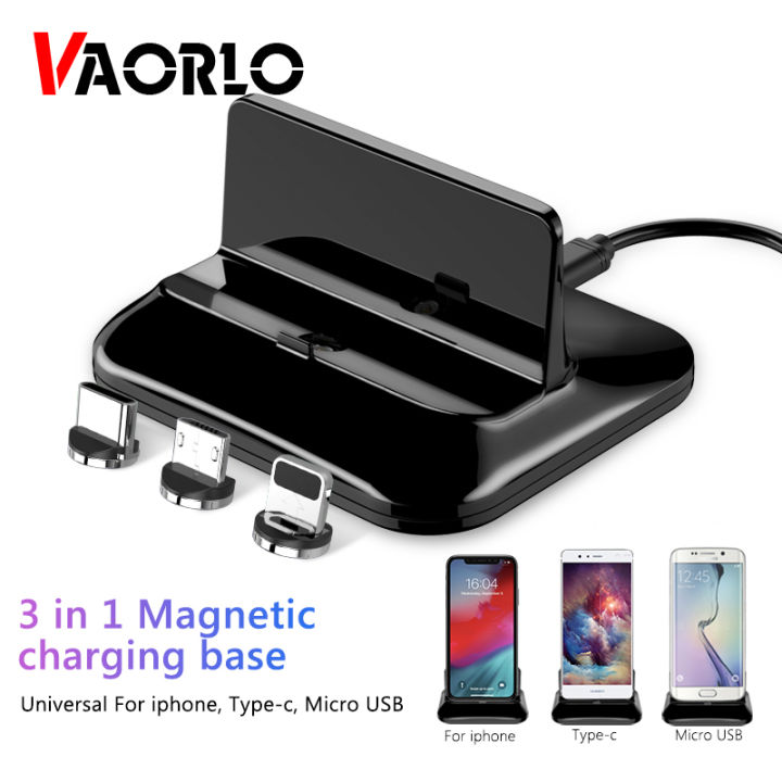 VAORLO 3in1 Magnetic Charger Dock Universal Phone Charge Micro usb