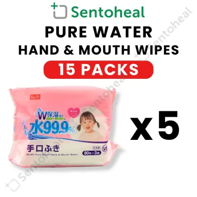 LEC Pure Water Hand and Mouth Baby Wipes 80 sheets x 15 packs