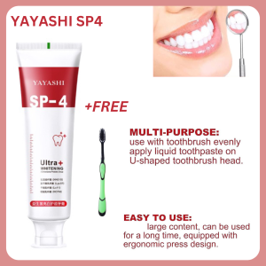 SP4 Whitening toothpaste+1 pcs bamboo teethbrush/ Teeth whitening Tartar remover Pemutih gigi kuning sp4 yatai probiotic toothpaste original 美白牙膏