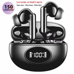 Tai nghe Bluetooth 5.4 AI Q10 Dịch thuật hai chiều lên đến 150 ngôn ngữ nghe nhạc hay chống ồn ANC