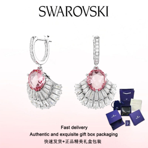 ♈Swarovski♈ Stylish Womens Jewelry The New S925 sterling silver case with pink crystal jewel idyllic pendant earrings Valentines Day gifts birthday gifts Free genuine gift box