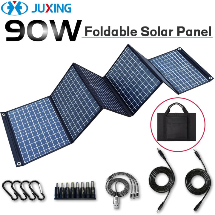 Foldable Solar Panel – 90w Portable Solar Panels With 5v Usb And 18v Dc 