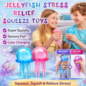 🌟 Adult Grip Stress Relief Tactile Toy With Bear And Ice Cream Design For Tactile Sensory Experience - Jellyfish Squeeze Tactile Stress Relief Toy